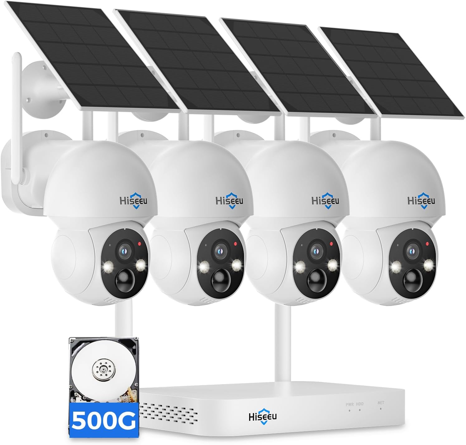 Hiseeu Solar Wireless Outdoor Security Camera System, 4MP 4-Cam Kit