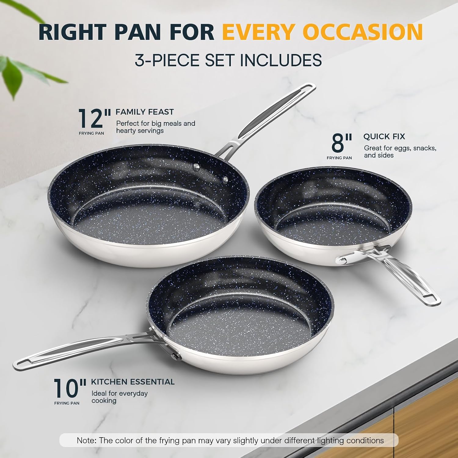 Nuwave 3-Piece 8", 10", 12" Forged Lightweight Frying Pan Set