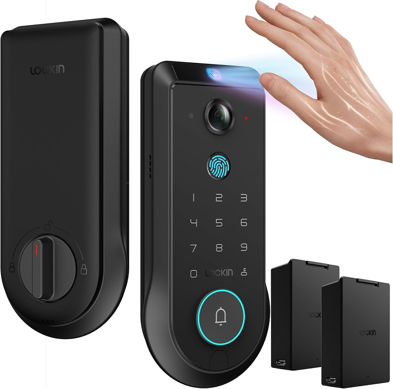Lockin Venoris Pro Smart Door Lock with Palm Vein, Fingerprint & 2K Camera