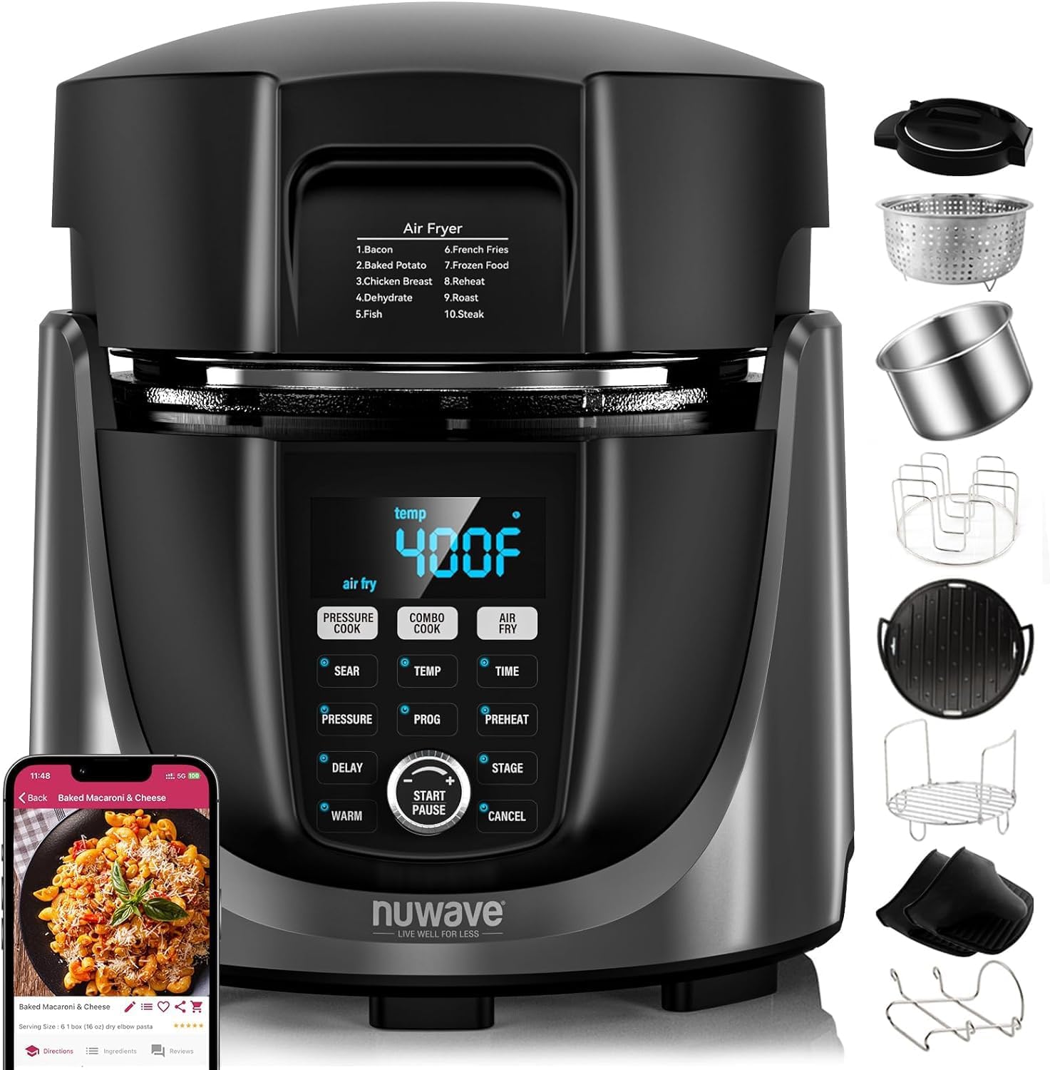 Nuwave Duet Air Fryer, Pressure Cooker & Grill Combo