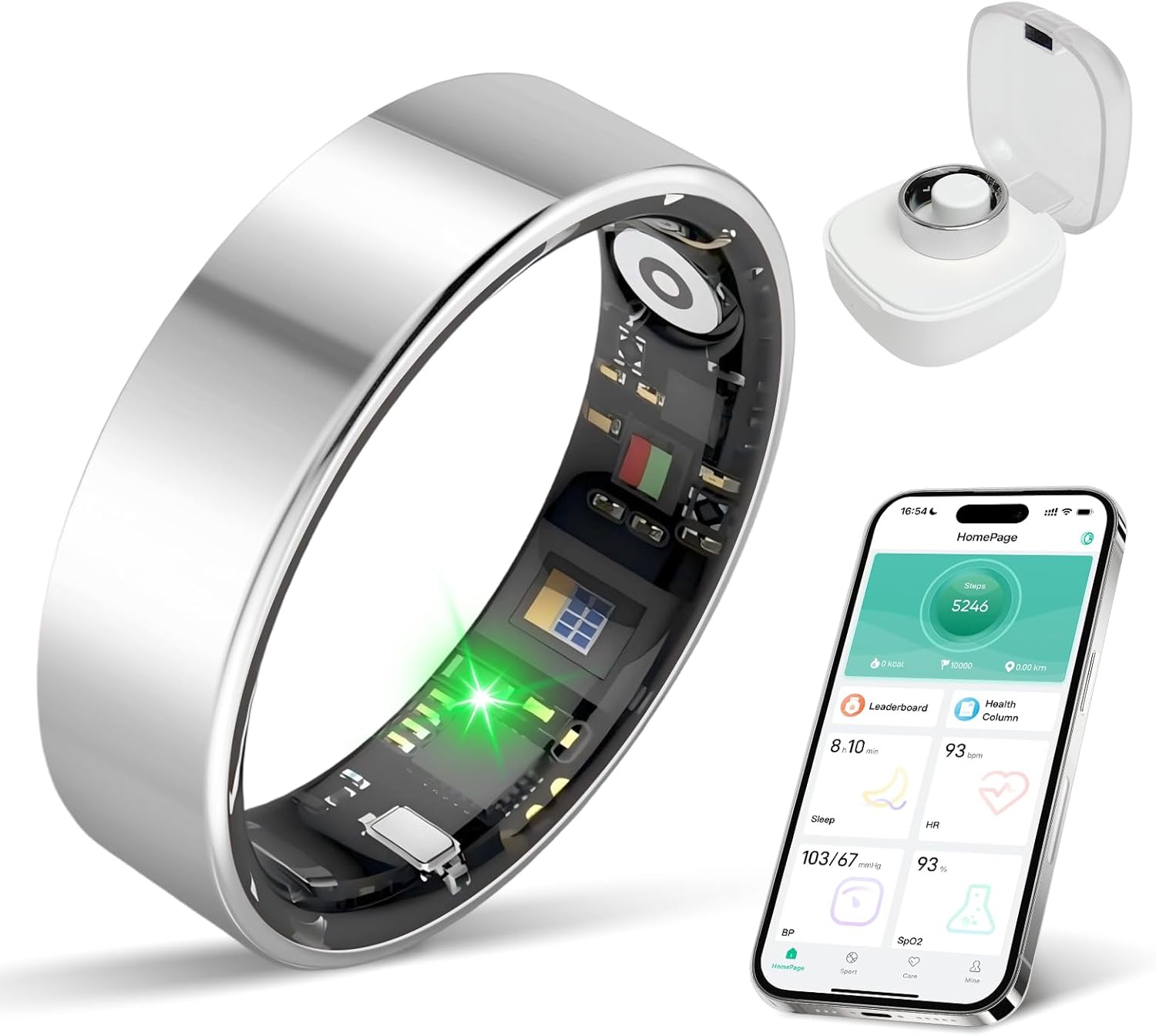 BIEMHA IP68 Waterproof Smart Ring - Fitness & Health Tracker with Sleep/Exercise Monitoring