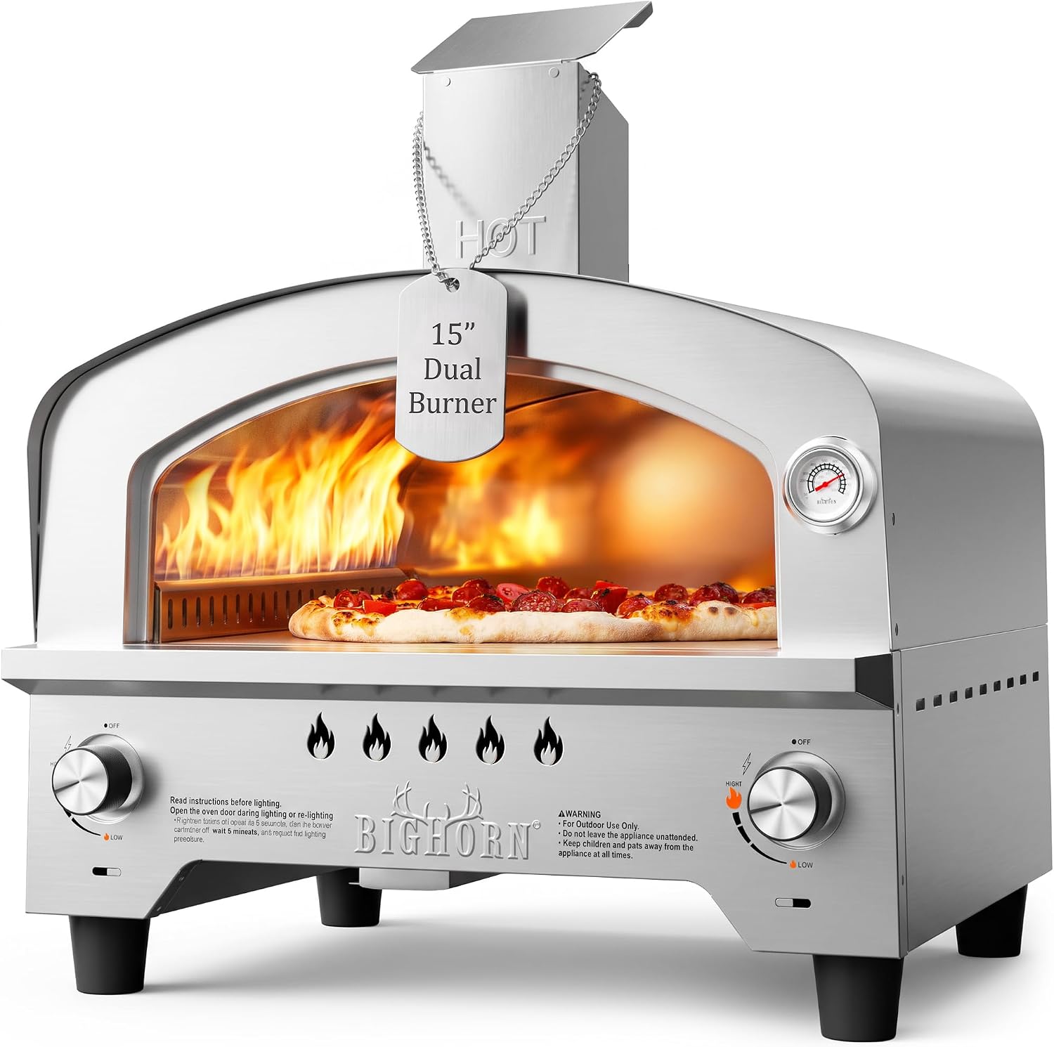 BIG HORN Gas Pizza Oven, Portable Propane Pizza Oven