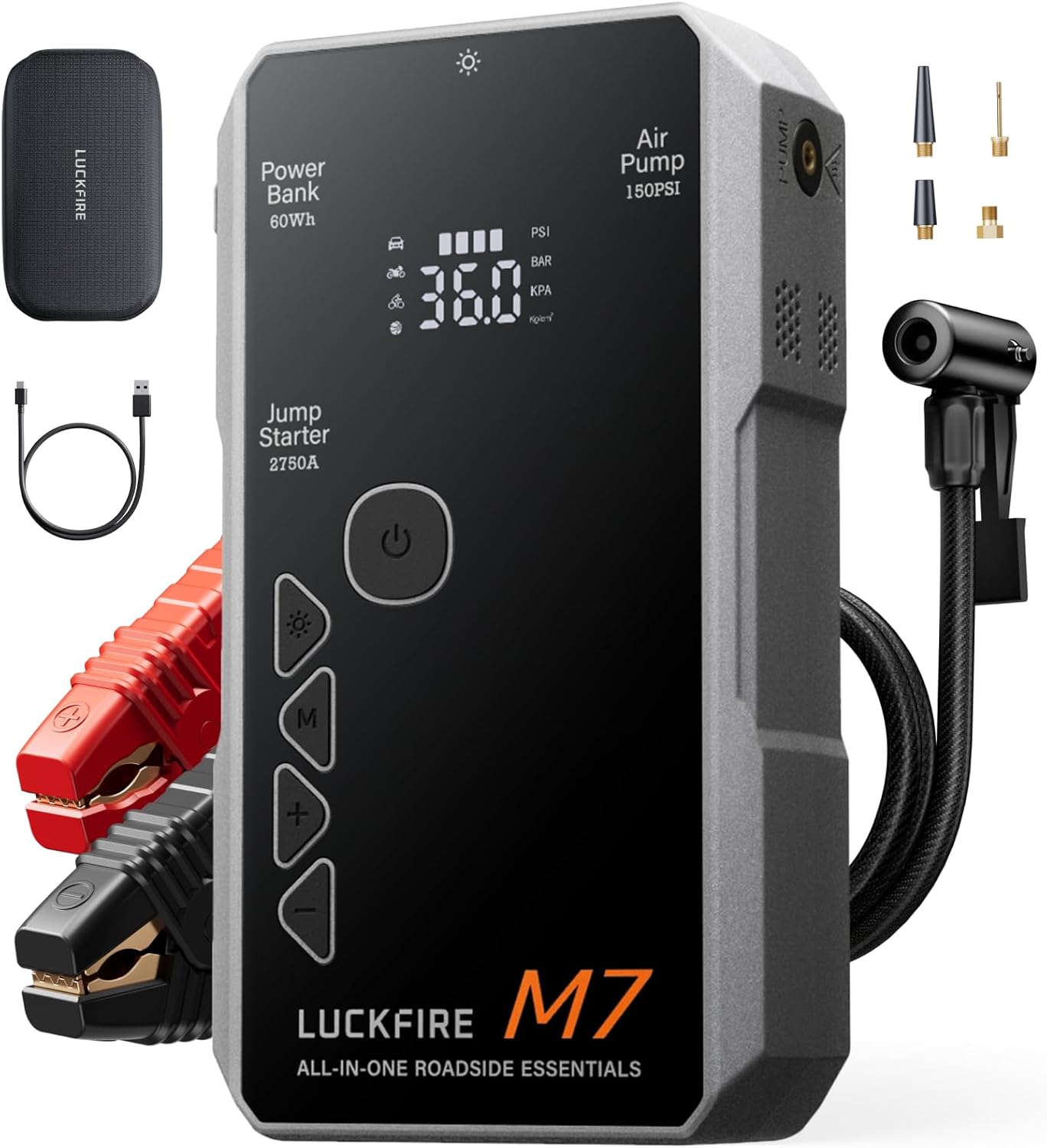 LUCKFIRE M7 SmartIgnition Jump Starter with Air Compressor
