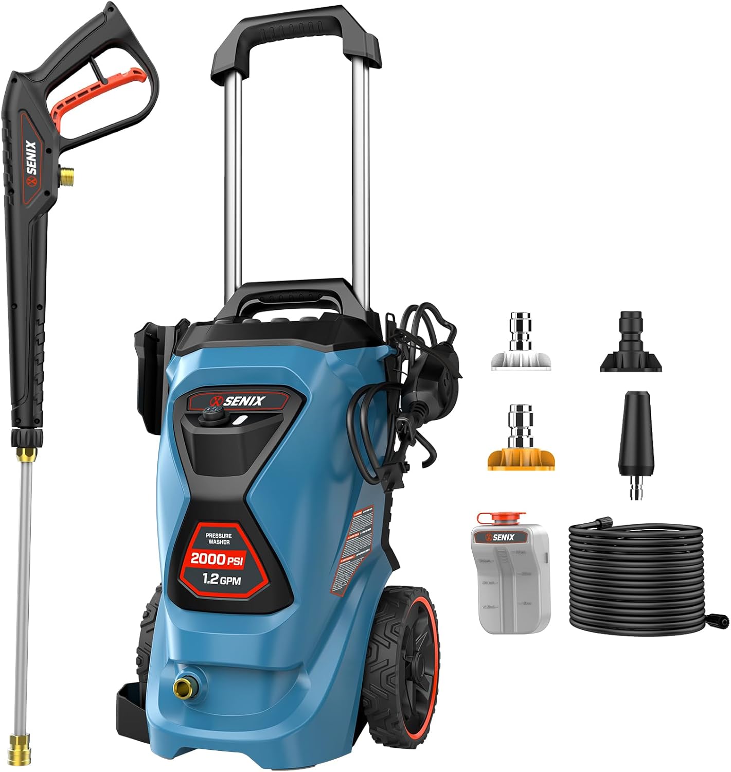 SENIX 2000 PSI Electric Pressure Washer with Compact Portable Design