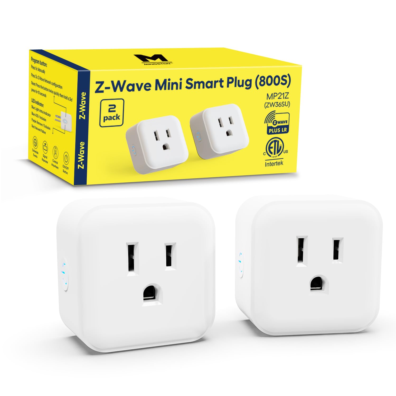Minoston Smart Plug, Mini Plug-in Z-Wave 800 Series Socket with Built-in Repeater