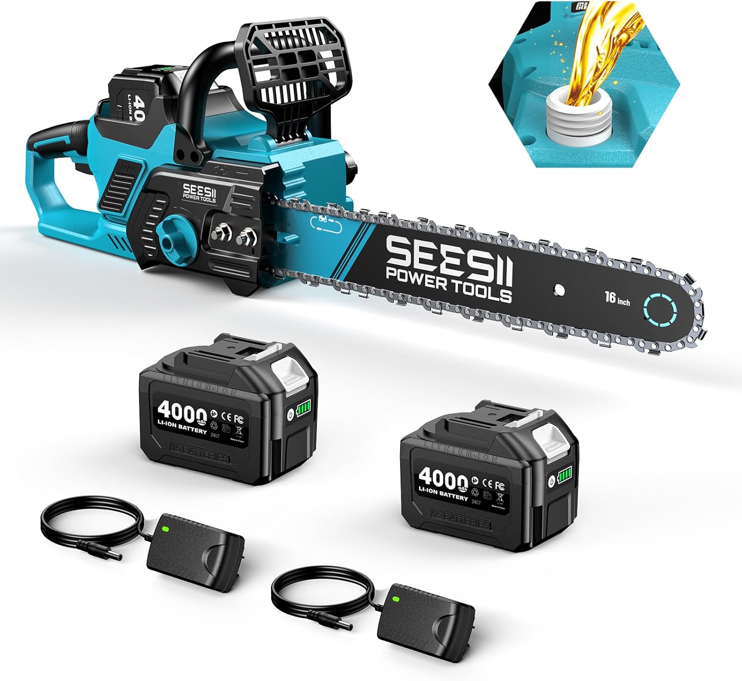 SEESII 40V 16-Inch Cordless Chainsaw