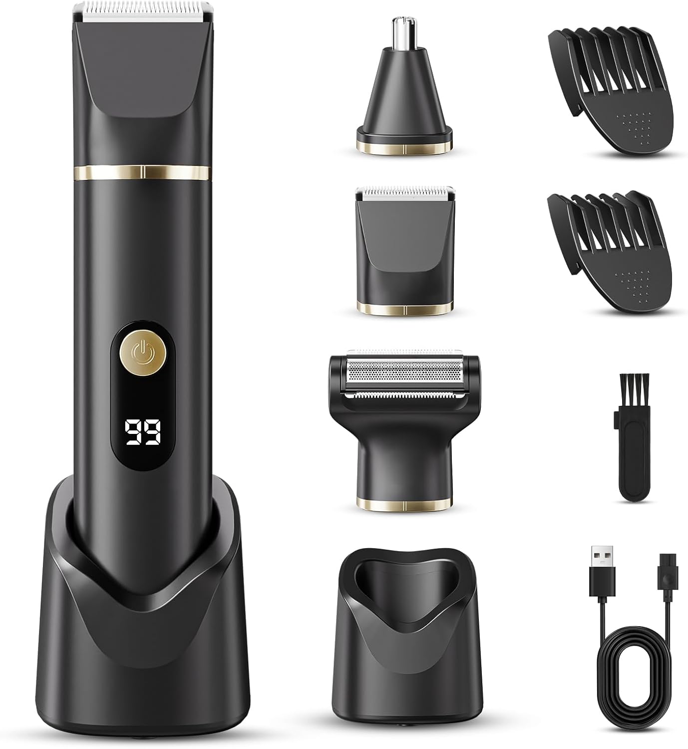 tiovara Beard Trimmer for Men, IPX7 Waterproof Body Hair Trimmer Electric Razor
