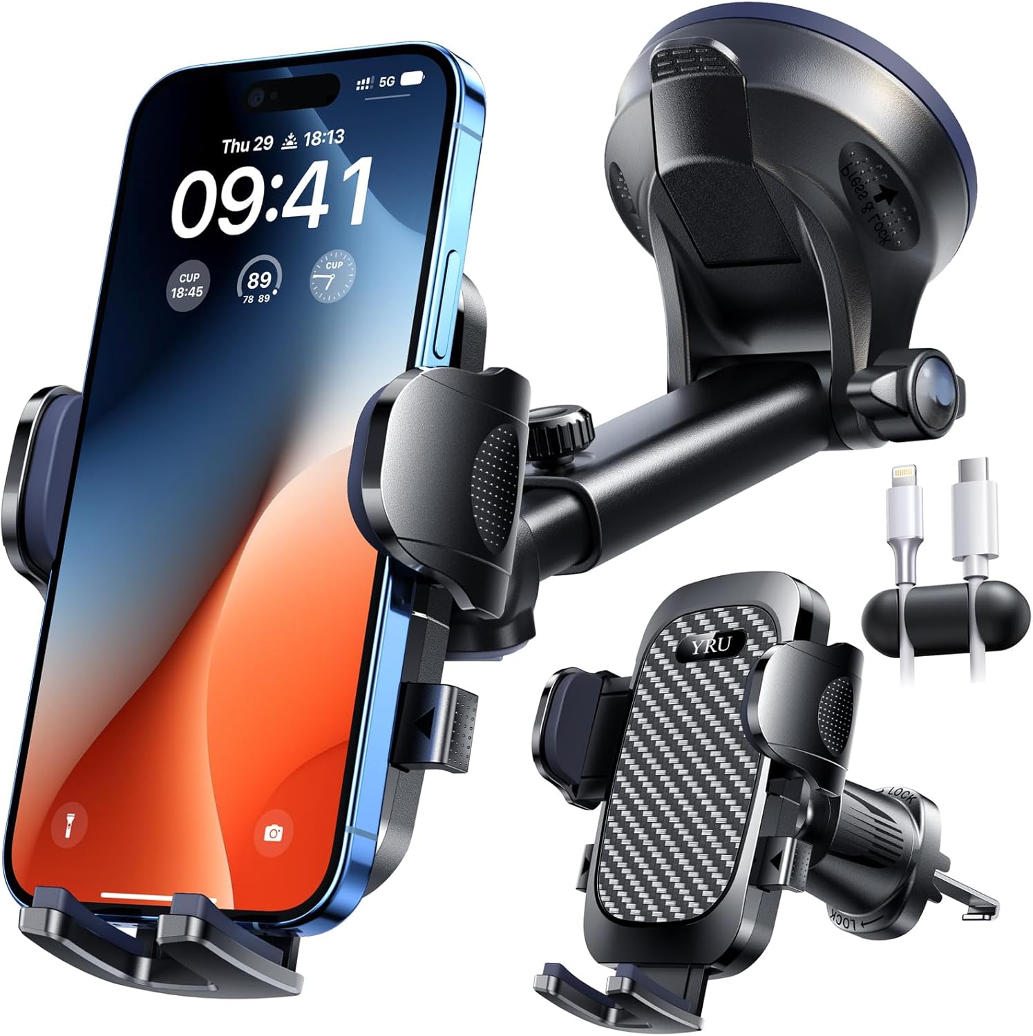 YRU True Military-Grade [360° Rotation Suction] 2026 Ultimate Car Phone Holder
