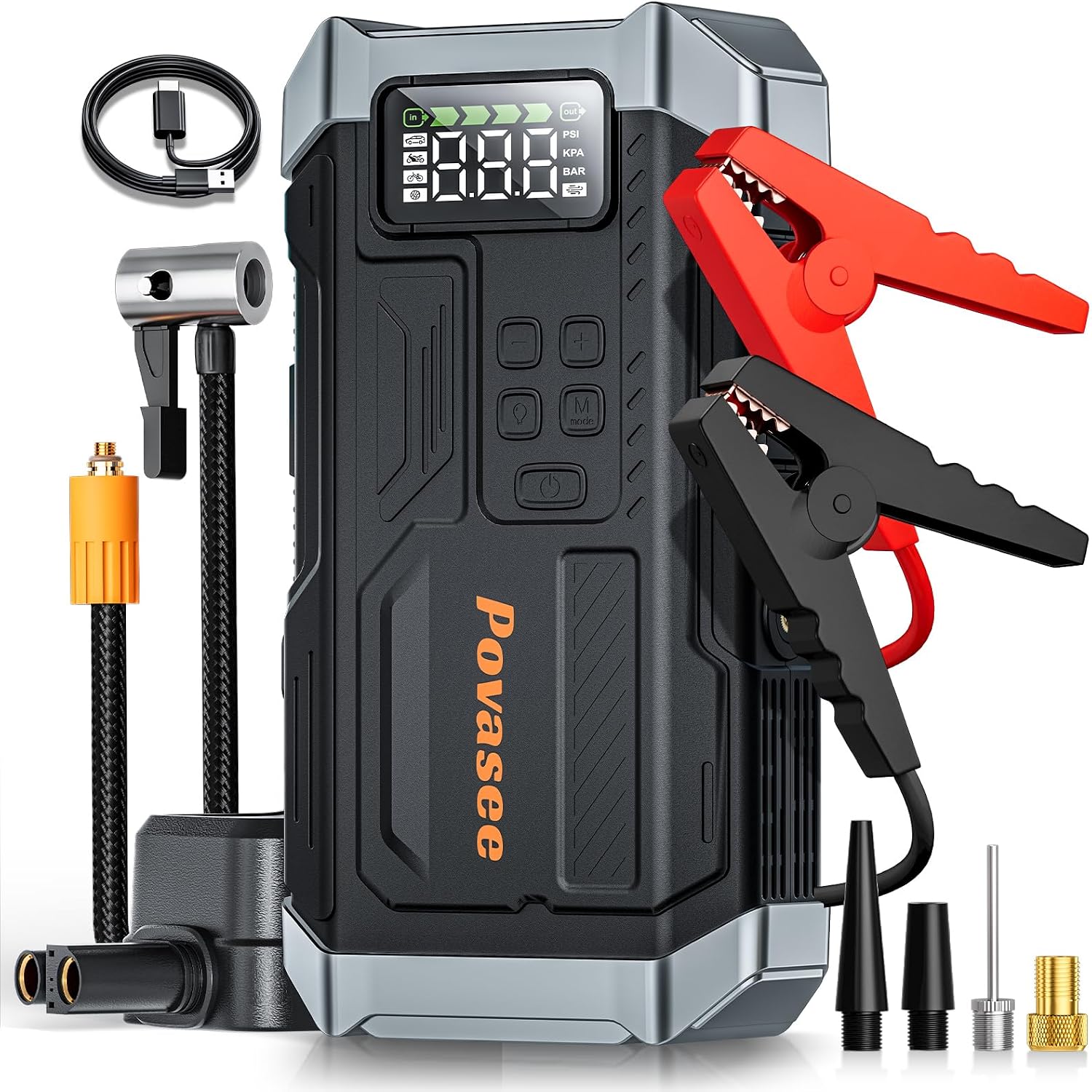 Povasee 5000A Jump Starter with Air Compressor
