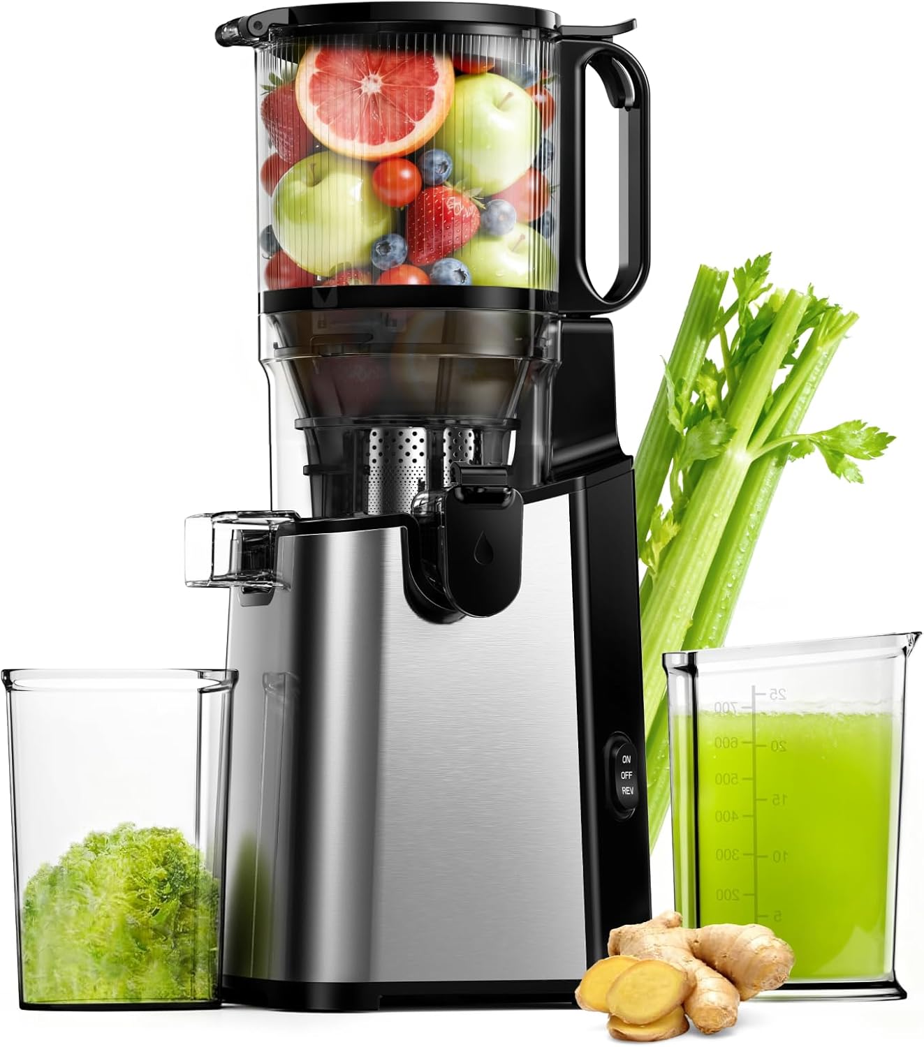 EUHOMY Cold Press Juicer with 5.8" Wide Feed Chute, 400W