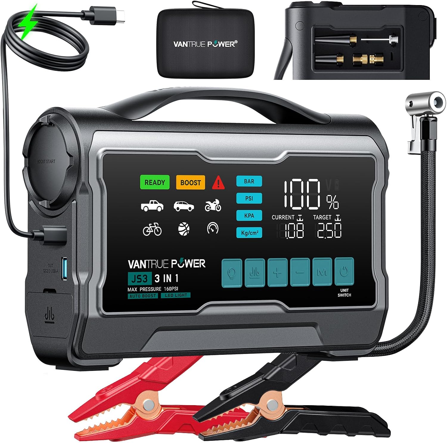 VANTRUE POWER JS3 3250A Jump Starter with Air Compressor