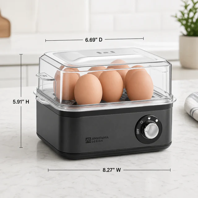 Annie & Mia 8-Egg Electric Egg Cooker with Multi-Function Cooking