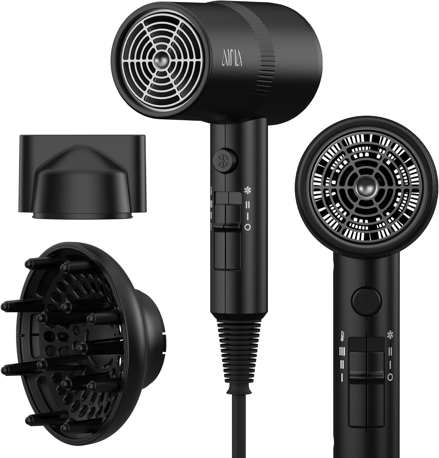 AINA Hair Dryer with Diffuser, Blow Dryer for Women | Advanced Ionic Technology,