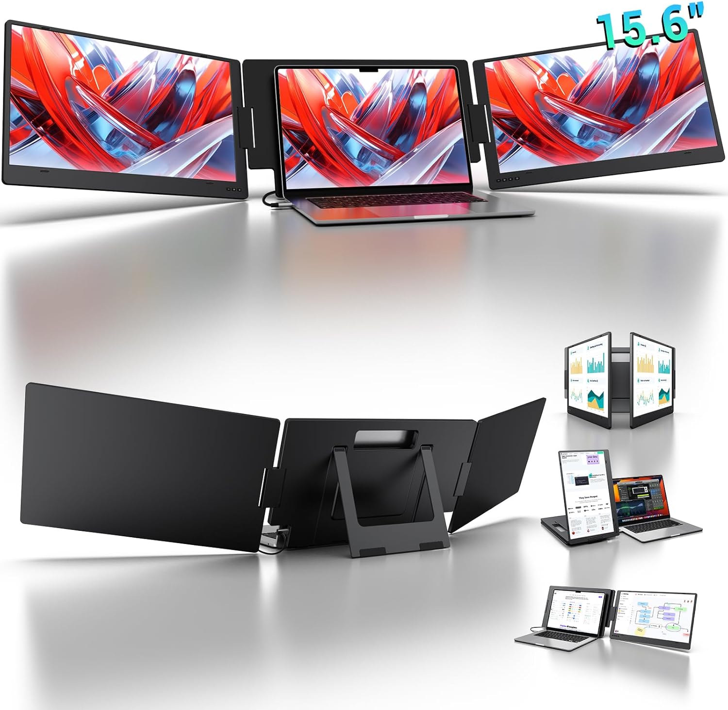 KYY 15.6" Laptop Screen Extender, 1080P FHD IPS Triple Portable Monitor with USB-C