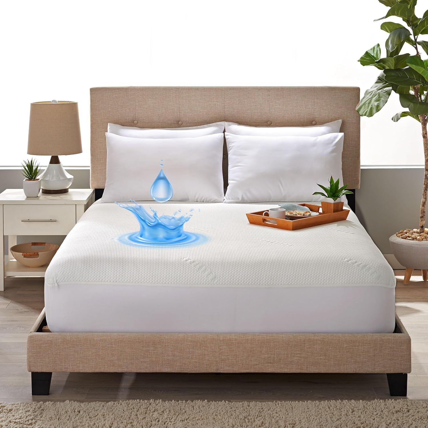STYLINEN Tencel Eucalyptus Waterproof Mattress Protector - 100% Waterproof