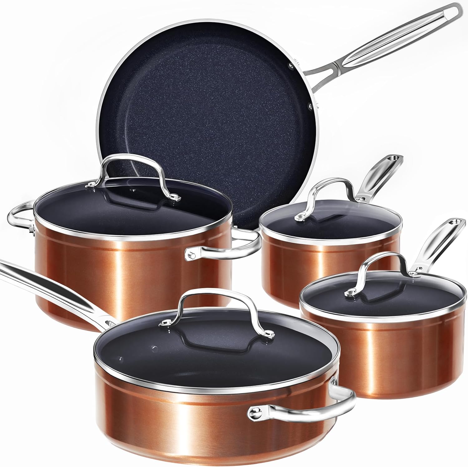 Nuwave 9-Piece Duralon Blue Ceramic Cookware Set with Diamond-Infused Nonstick