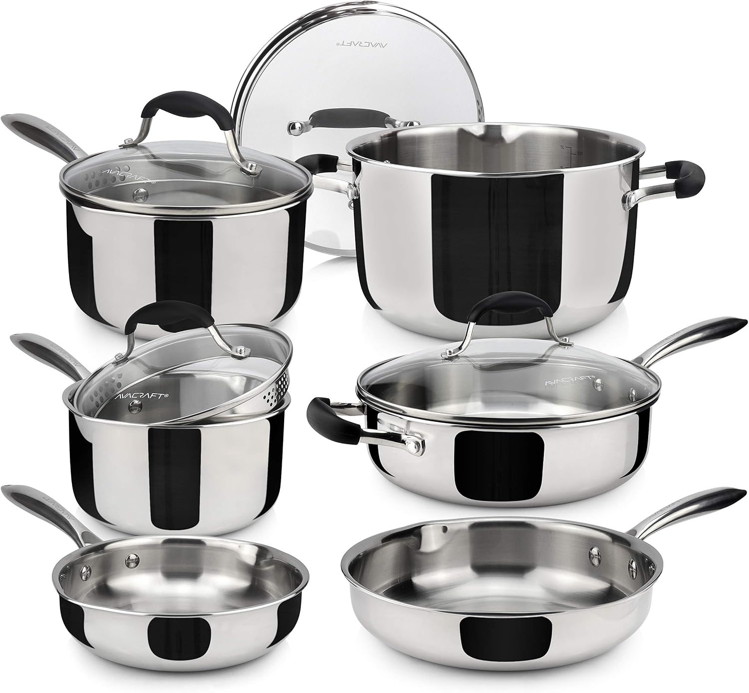 10-Piece Tri-Ply Stainless Steel Cookware