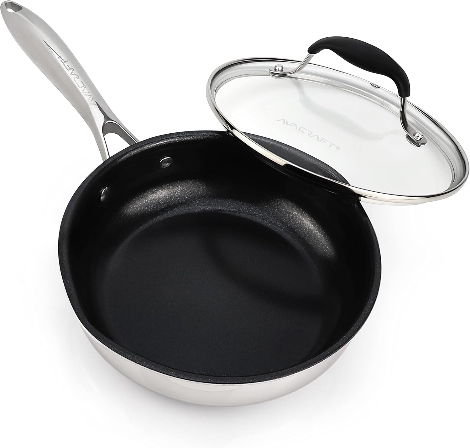 AVACRAFT 8 Inch PFAS-Free Ceramic Nonstick Frying Pan with Lid