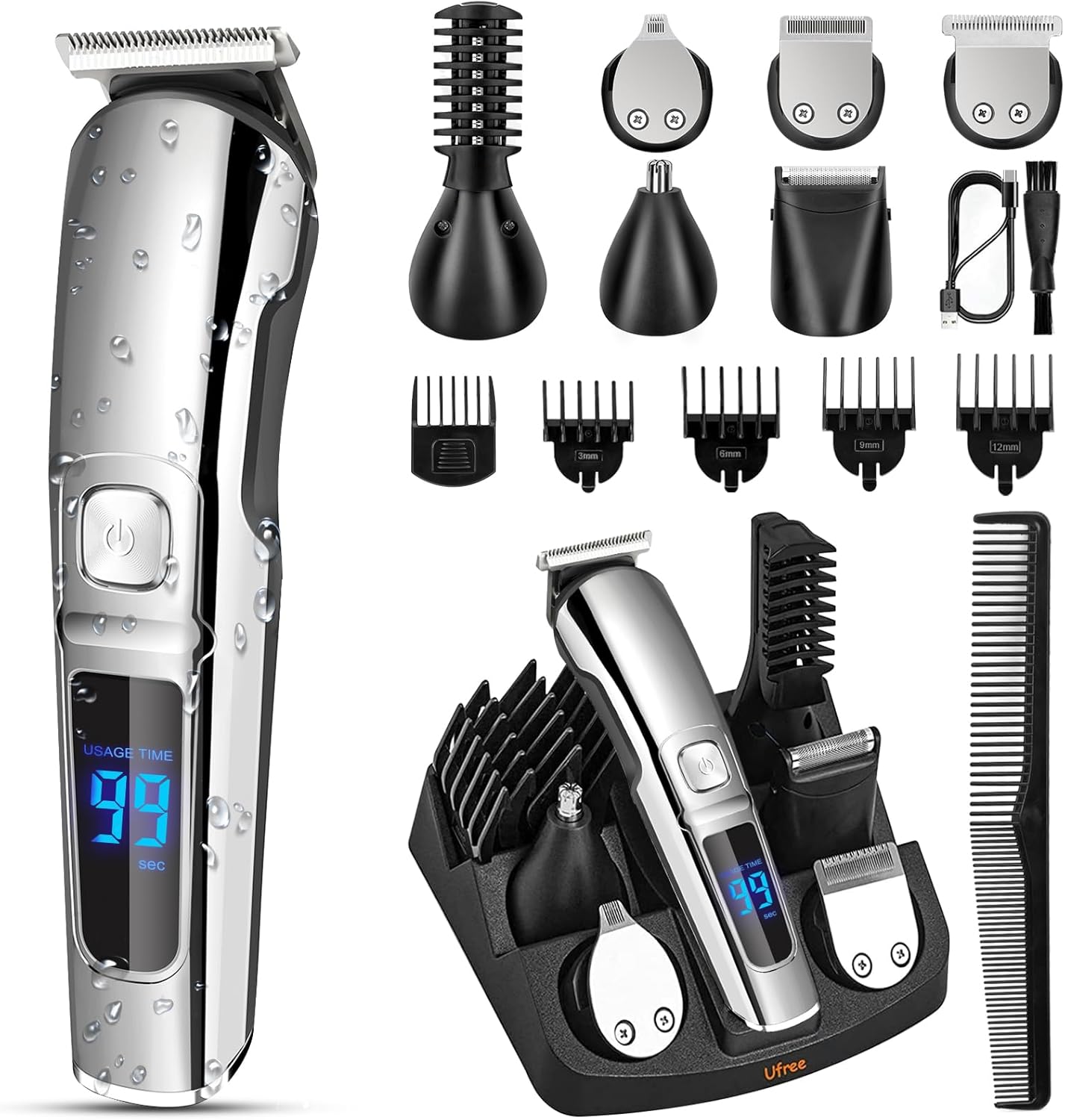 Ufree Beard Trimmer for Men, Waterproof Electric Razor
