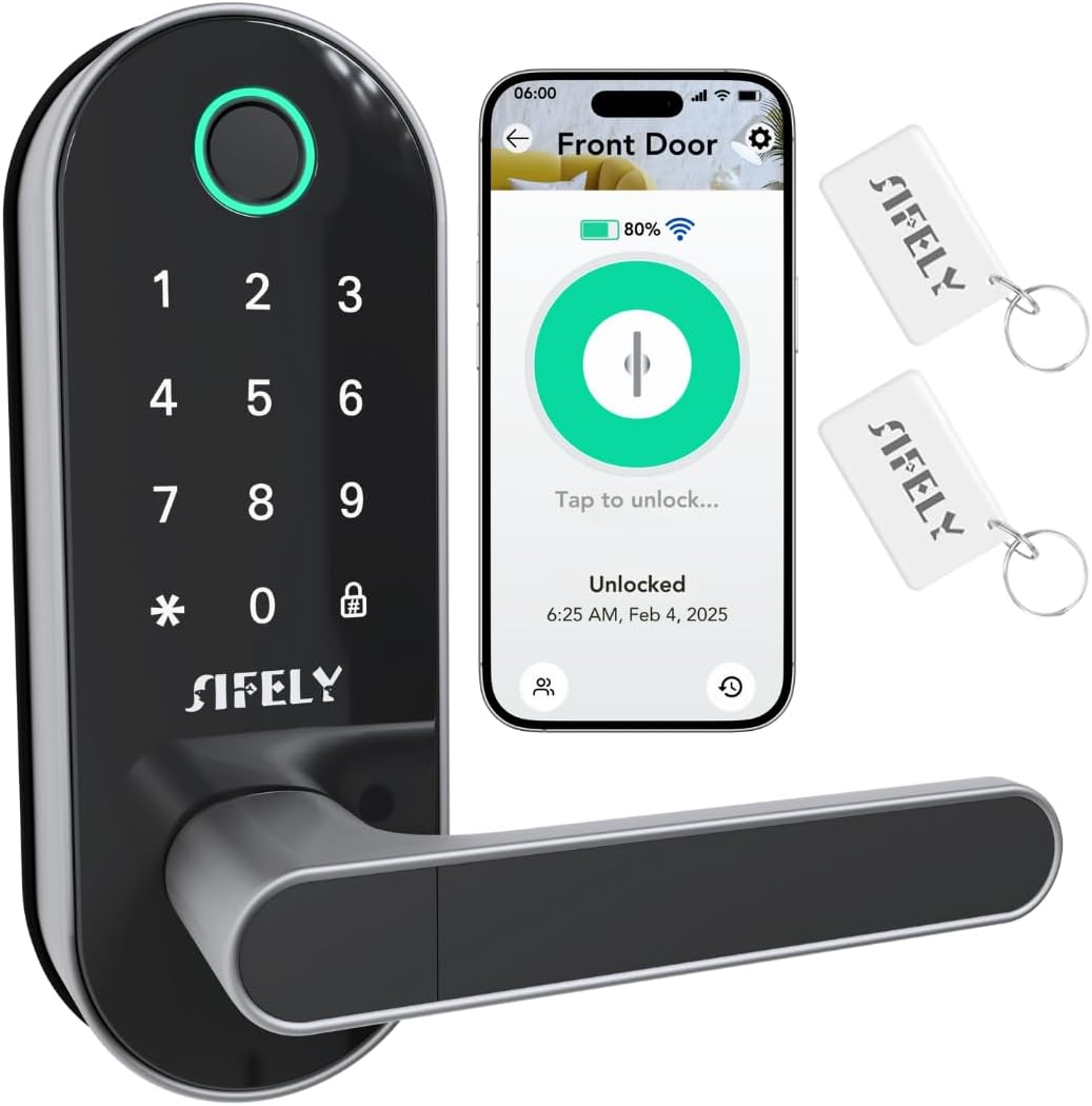 WiFi Fingerprint Smart Door Lock with Handle & Keypad