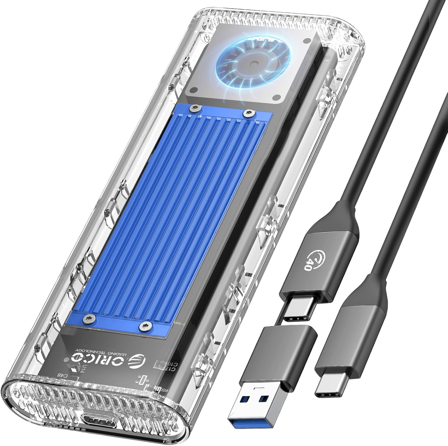 ORICO 40Gbps M.2 NVMe SSD Enclosure with Cooling Fan, Tool-Free USB4 Thunderbolt Compatible