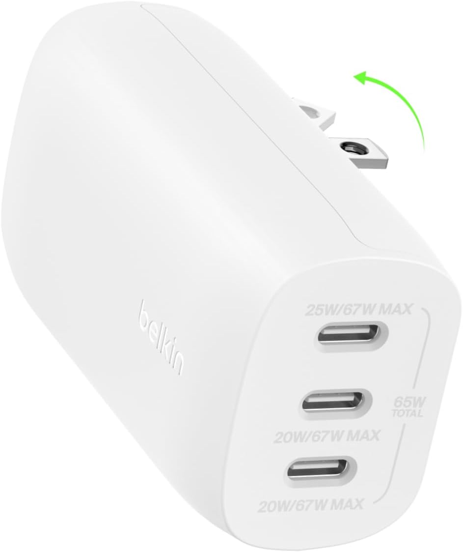 Belkin 67W USB-C Fast Charger with 3 Ports, PD3.1 PPS Charging Block