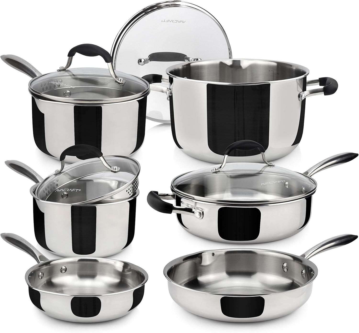 AVACRAFT 10-Piece Tri-Ply Stainless Steel Cookware Set