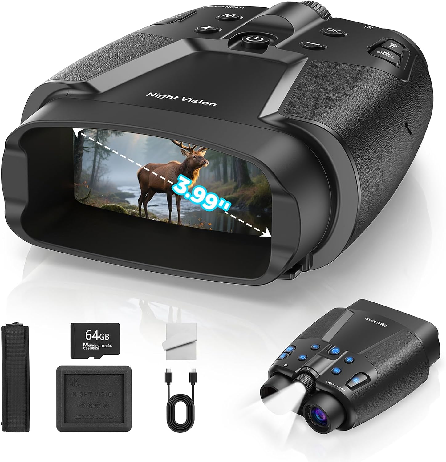 Night Vision Goggles, 4K Night Vision Binoculars with 3.99" HD Screen, 10000mAh Rechargeable