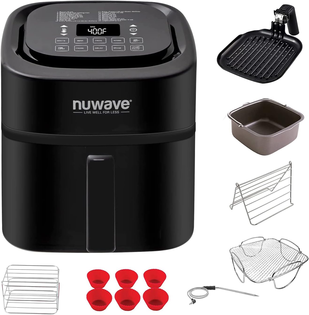Nuwave Brio 6 Qt Digital Smart Air Fryer with Probe