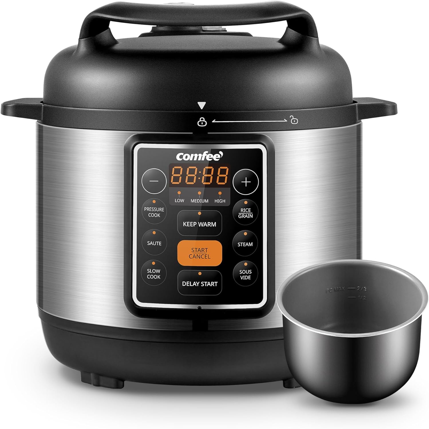 COMFEE’ 7-in-1 3Qt Electric Pressure Cooker with Ceramic Nonstick Pot